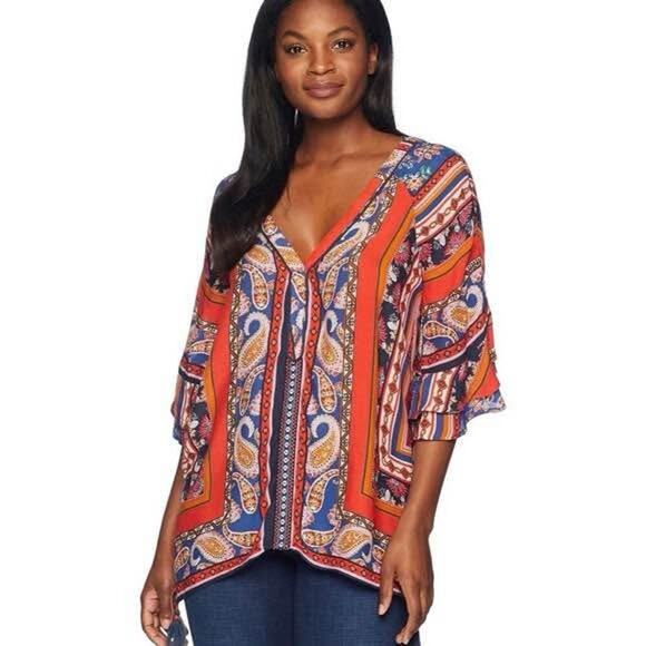 Democracy Women’s Small Boho Flowy Top - Picture 1 of 6